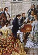 franz von schober play the piano when Schubert china oil painting reproduction
